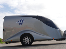 Sleek space age trailer to transport Carver One