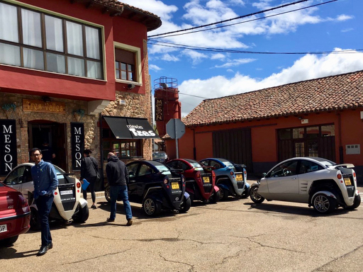 Five Carver Ones White Blue Red Blue White parked outside lunch stop
